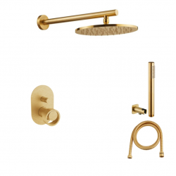 Σετ Εντοιχισμού ( μίκτης, κεφαλή τοίχου, τηλέφωνο ) Armando Vicario Halo 2 Εξόδων Gold Brushed